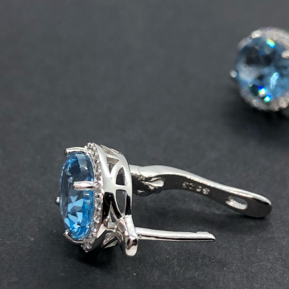Sky Blue Topaz Sterling Silver Earrings - Picture 4 of 6